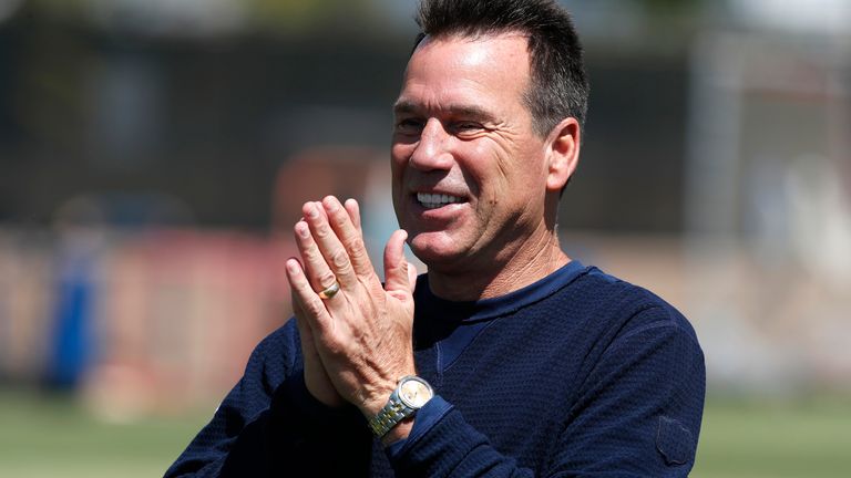 Denver Broncos senior personnel advisor Gary Kubiak looks on during drills at the NFL football team's training camp Wednesday, June 13, 2018, in Englewood, Colo.  (AP Photo/David Zalubowski)