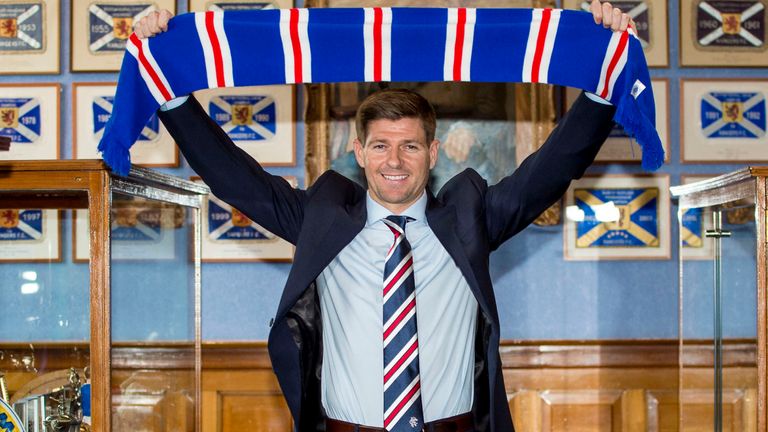Gerrard says the day he was unveiled as the new Rangers manager will always stick out as a highlight