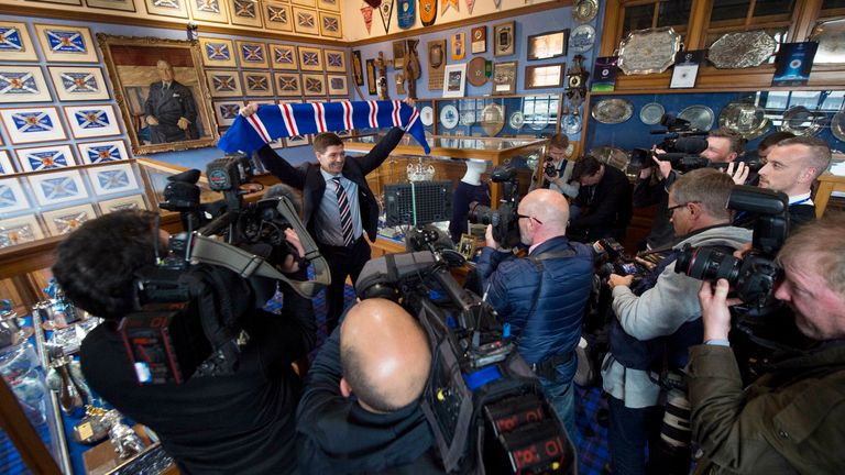 Gerrard says the day he was unveiled as the new Rangers manager will always stick out as a highlight