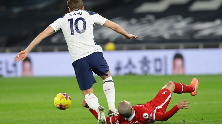 Harry Kane injures his ankle following a tackle from Thiago