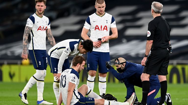 Harry Kane appeared to be in discomfort on the pitch when he was being treated by the physios