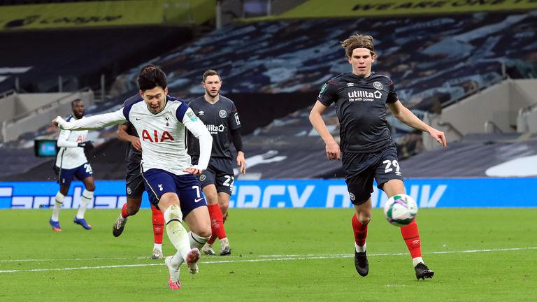 Heung-Min Son scores Tottenham's second goal to ensure the victory