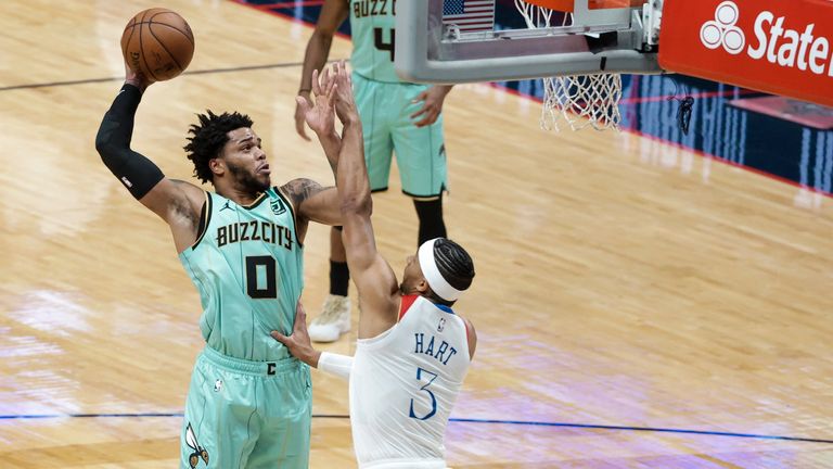 Charlotte Hornets forward Miles Bridges dunks against the New Orleans Pelicans