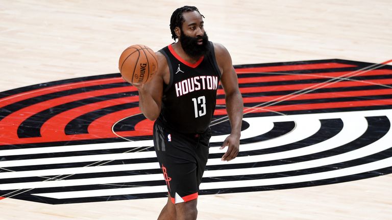 Harden was used to taking centre stage in Houston - can he share top billing in Brooklyn. AP Photo/Steve Dykes