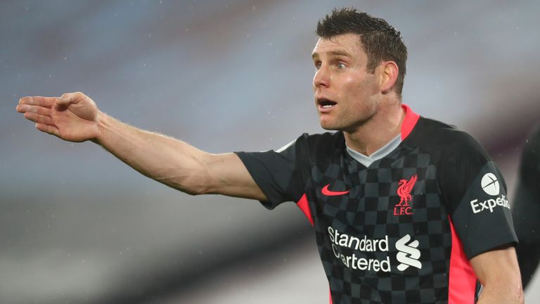 James Milner started for Liverpool in midfield at the London Stadium