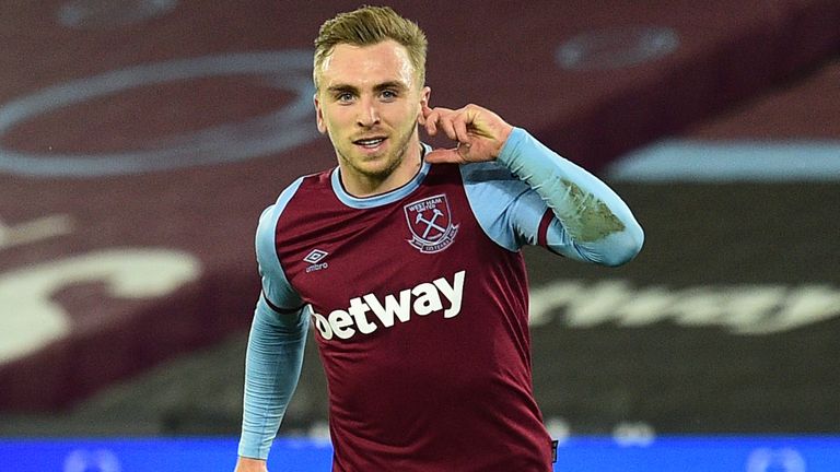 Jarrod Bowen celebrates scoring for West Ham against West Brom