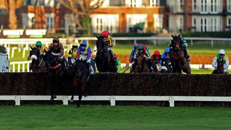 Jepeck ridden (Centre) by jockey Rex Dingle goes onto win the Unibet Veterans&#39; Handicap Chase during the Unibet Tolworth Hurdle Day at Sandown Park Raceourse, Sandown. PA Photo. 