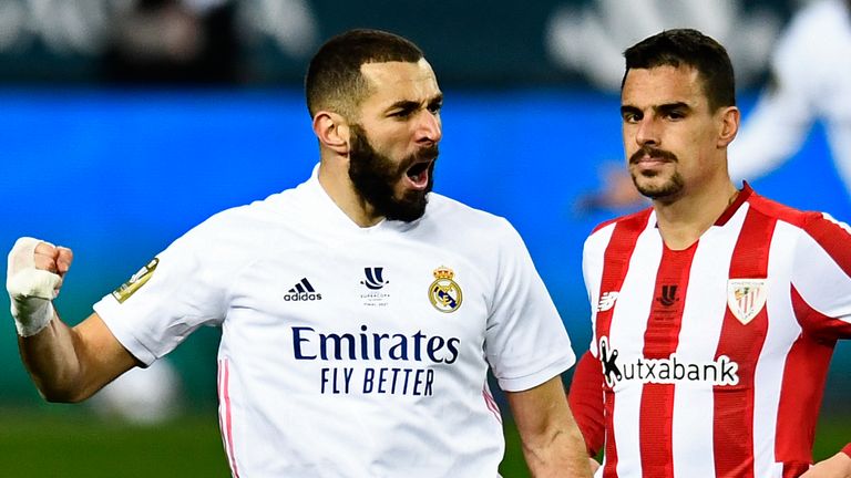 Karim Benzema pulled a goal back for Real Madrid late on - AP