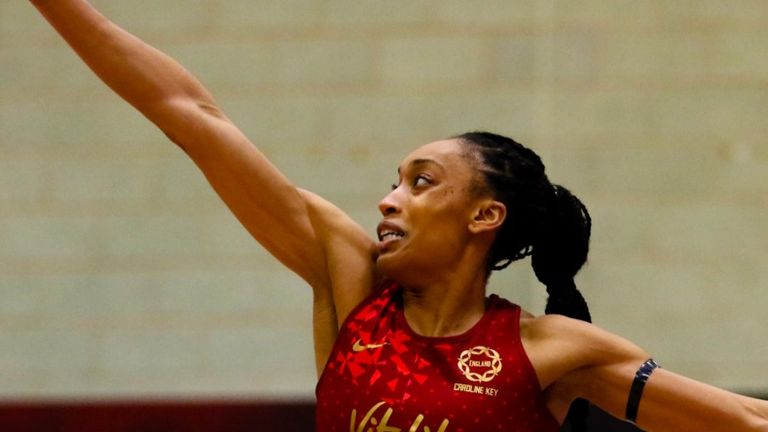 England's Vitality Roses returned to court and were victorious in the first of three matches against the Vitlaity Netball Superleague All Stars (Credit Ben Lumley)