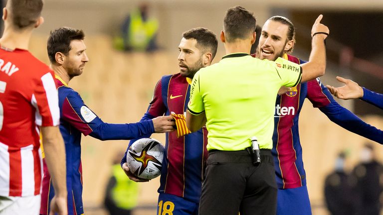 Lionel Messi was sent off for lashing out at Asier Villalibre