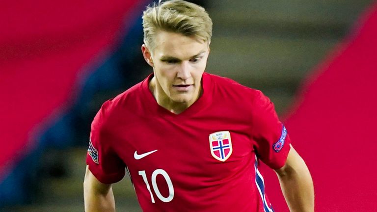 Martin Odegaard in action for Norway against Northern Ireland (AP image)
