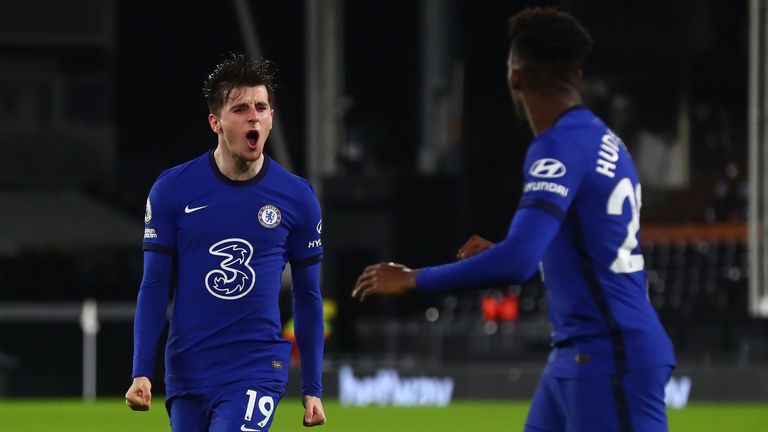 Mason Mount celebrates after putting Chelsea 1-0 up at Fulham