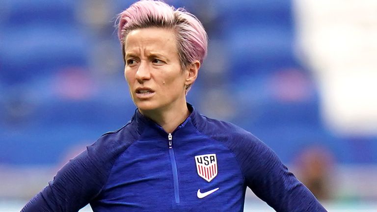USA's Megan Rapinoe (right) speaks with team staff before the FIFA Women's World Cup Semi Final match at the Stade de Lyon.