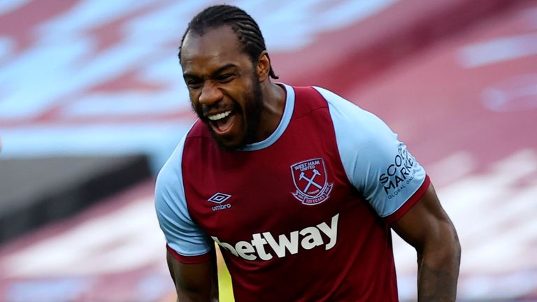 Michail Antonio puts West Ham 1-0 up against Burnley