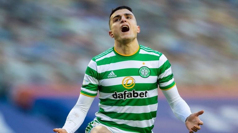 Celtic's Mohamed Elyounoussi is left frustrated during the defeat at Ibrox