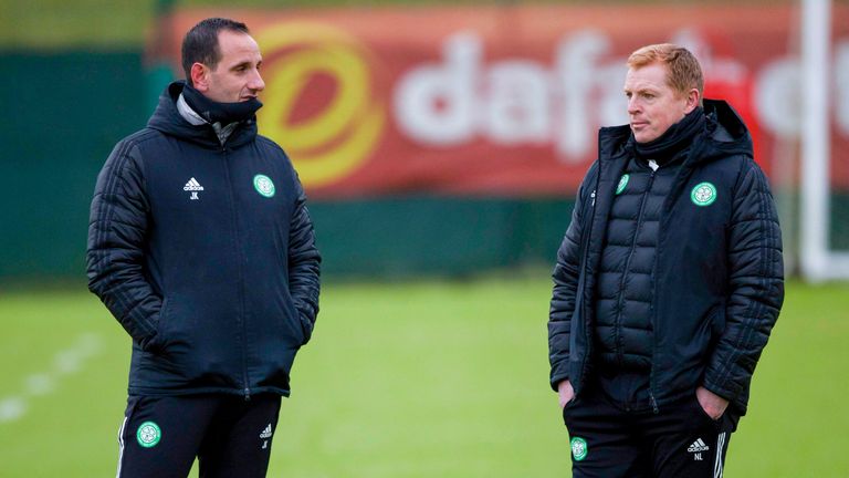 Neil Lennon (right) with assistant John Kennedy 
