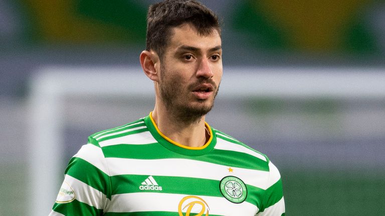 GLASGOW, SCOTLAND - DECEMBER 30: Nir Bitton in action for Celtic during a Scottish Premiership match between Celtic and Dundee United at Celtic Park, on December 30, 2020, in Glasgow, Scotland. (Photo by Craig Foy / SNS Group) 
