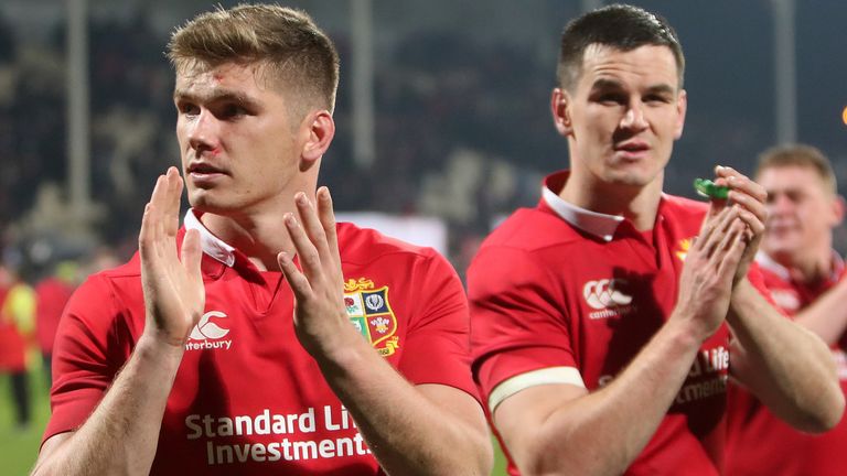 Owen Farrell and Johnny Sexton on the British & Irish Lions' tour of New Zealand in 2017