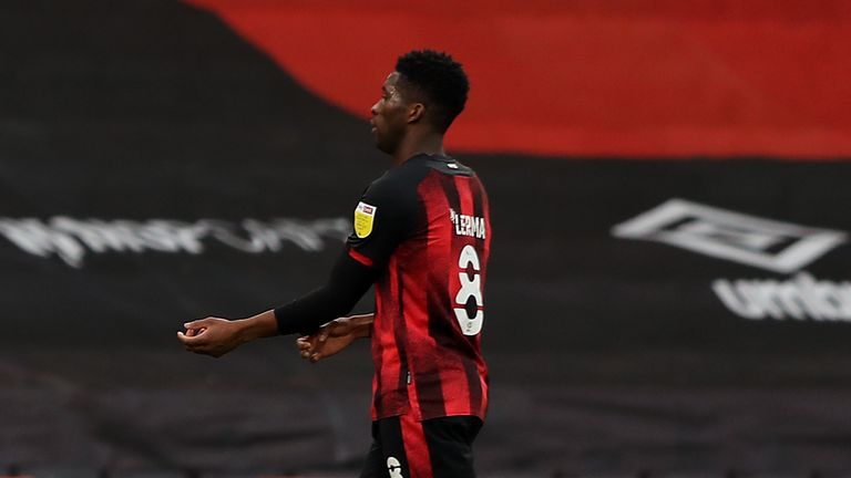 Bournemouth midfielder Jefferson Lerma after he is sent off against Luton Town