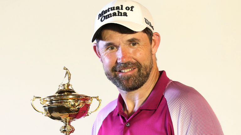 Padraig Harrington holding the Ryder Cup at the Ryder Cup press conference at the Malaysia Golf Championship in Kuala Lumpur, Malaysia, Wednesday, March 20, 2019. (AP Photo/Vincent Phoon) ..