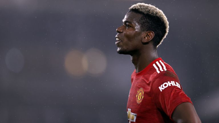 Manchester United's Paul Pogba during the Premier League match against Fulham