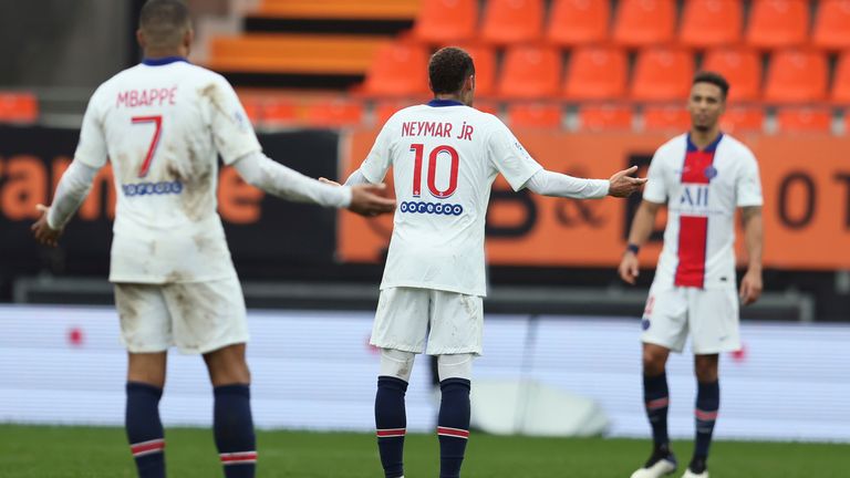 Neymar and Kylian Mbappe show their frustration at their defenders