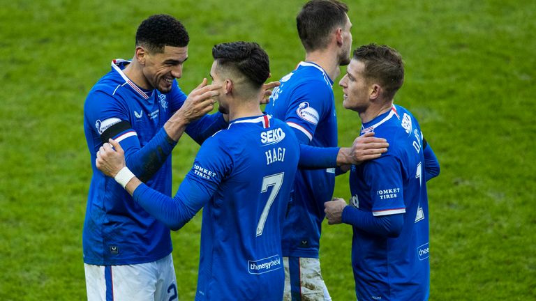 Rangers celebrate victory over Celtic Pic: PA