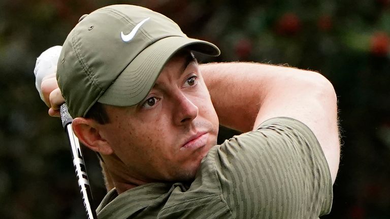 Rory McIlroy, of Northern Ireland, during the second round of the Masters golf tournament Saturday, Nov. 14, 2020, in Augusta, Ga. (AP Photo/Matt Slocum)