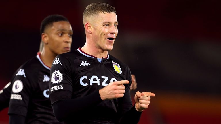 Aston Villa's Ross Barkley celebrates scoring their side's first goal of the game