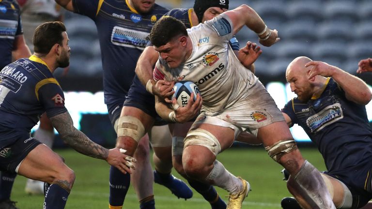 Dave Ewers charges forward for Exeter