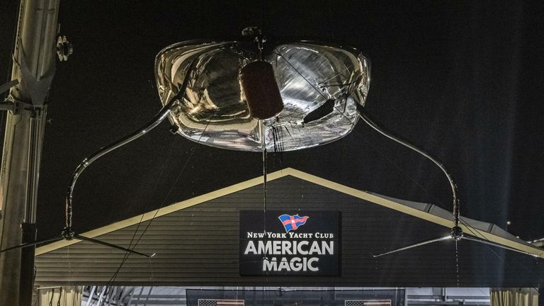 The damage caused by the capsize will be a sobering sight for New York Yacht Club American Magic and a reminder to all competitors how fine the lines are in this competition (Image Credit - COR 36 | Studio Borlenghi)