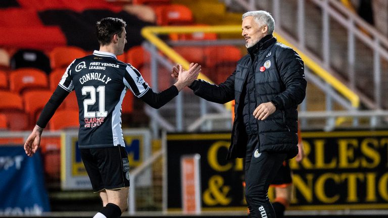 Jim Goodwin (right) was thrilled with his side's display at Tannadice