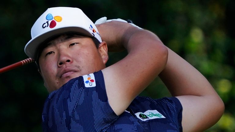 Sungjae Im, of South Korea, during the final round of the Masters golf tournament Monday, Nov. 16, 2020, in Augusta, Ga. (AP Photo/David J. Phillip)