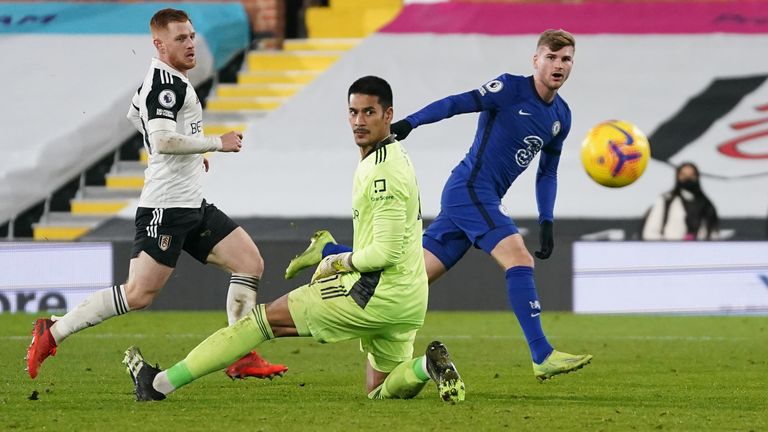 Timo Werner put a clear chance wide in stoppage time at Fulham