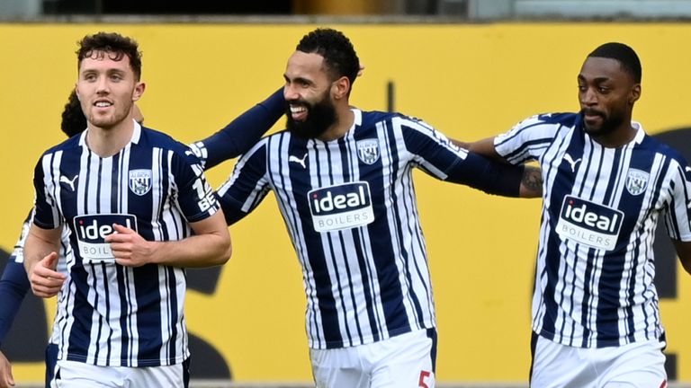 West Brom celebrate after Semi Ajayi nets at Molineux