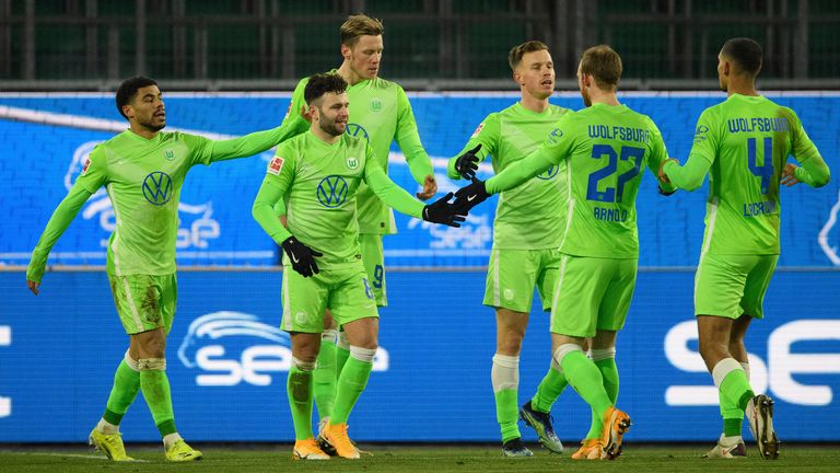 Wolfsburg top scorer Wout Weghorst scored their second goal