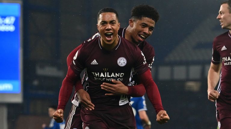 Leicester City's Youri Tielemans celebrates scoring their equaliser