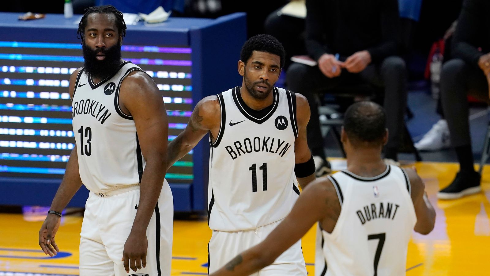 Kevin Durant Kyrie Irving And James Harden Lead Brooklyn Nets Rout Over Golden State Warriors Nba News Sky Sports