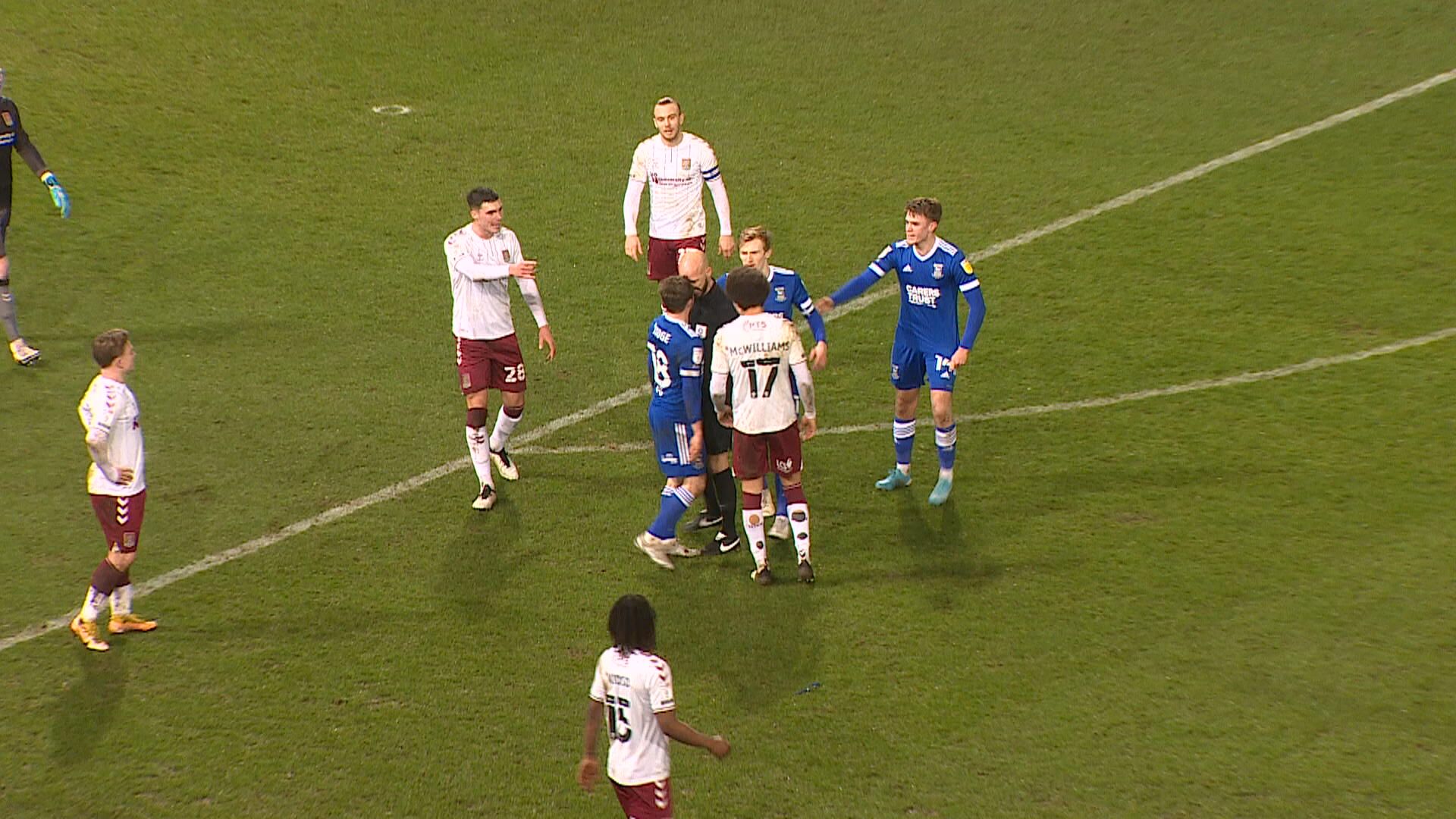 Referee clashes with Ipswich's Judge