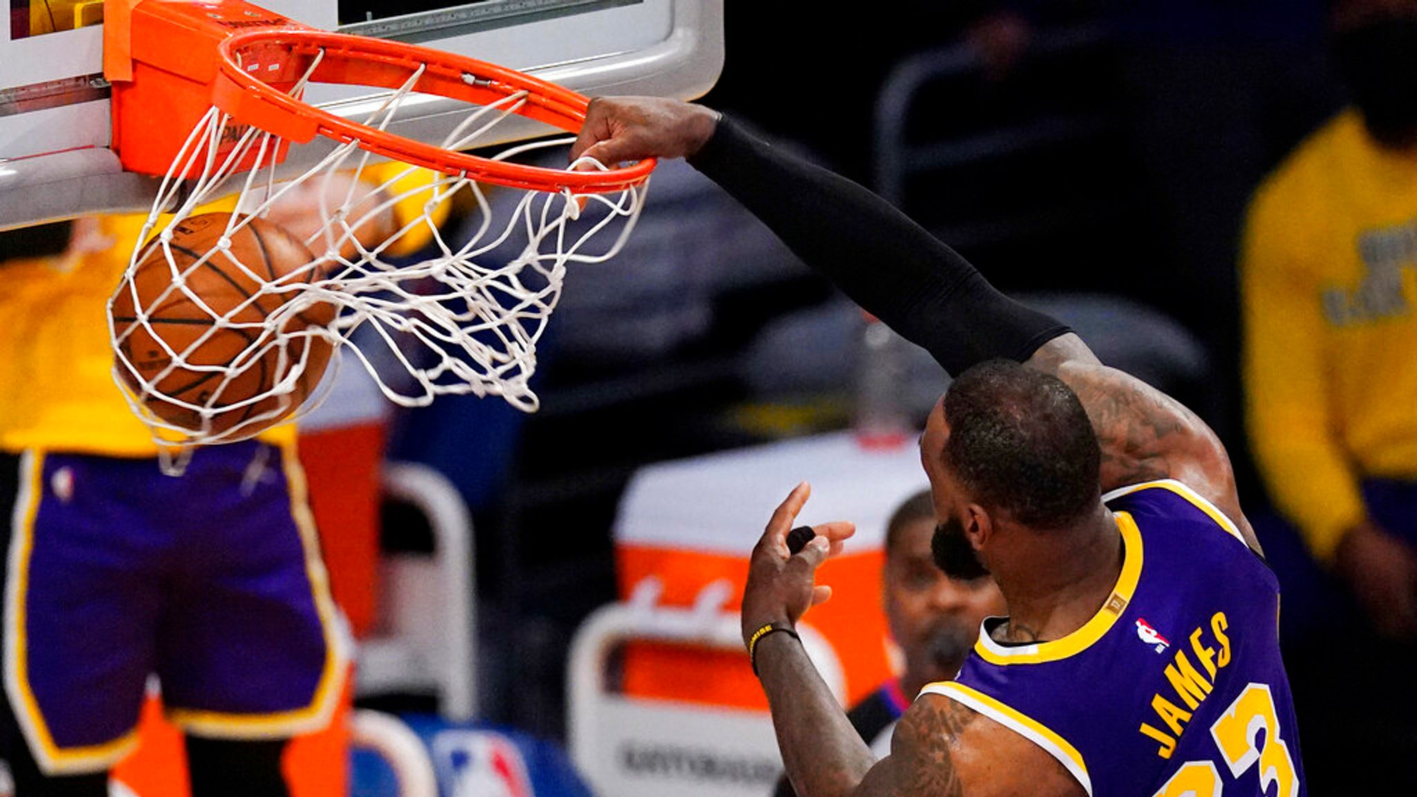 10/18/2018 - LeBron's first and second buckets as a Laker? TOMAHAWK DUNKS.