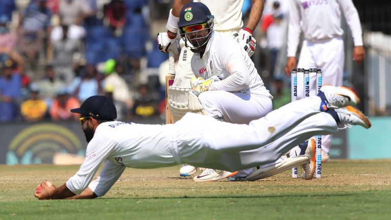 Ajinkya Rahane catches Moeen Ali at slip (Pic credit - BCCI)