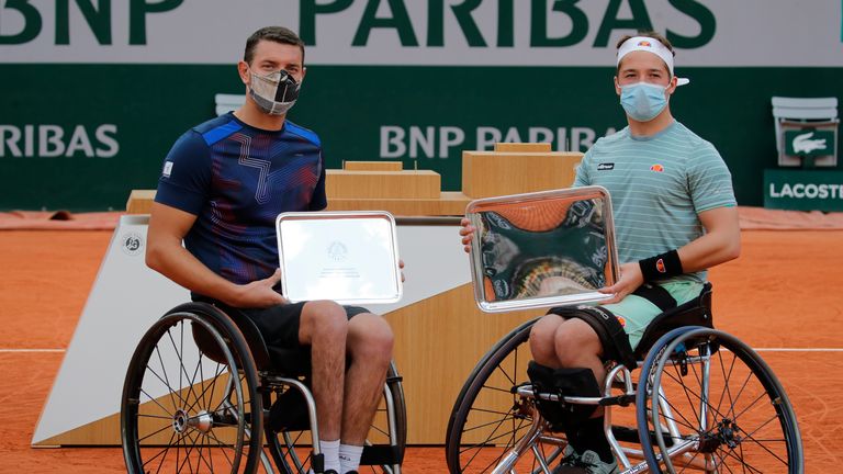 Alfie Hewett, right, was a champion at last year's French Open and while that is the next Grand Slam on the agenda, David Wagner shares thoughts of the wheelchair tennis season  (AP Photo/Christophe Ena)