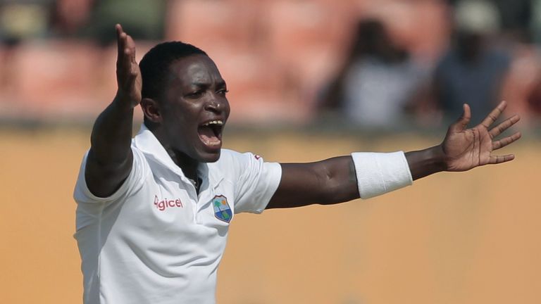 AP Newsroom - West Indies' Fidel Edwards appeals during the first day of the second cricket test match between Bangladesh and West Indies, in Khulna, Bangladesh,Wednesday, Nov. 21, 2012. (AP Photo/A.M.Ahad)