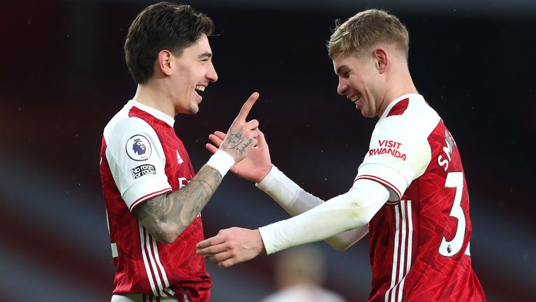 Hector Bellerin scored Arsenal's third just before half-time