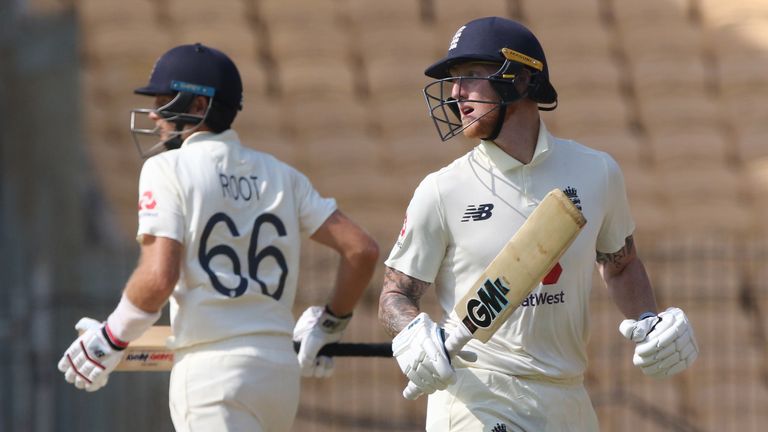 BCCI image - Ben Stokes of England  and Joe Root (captain) of England  running between the wicket during day two of the first test match between India and England held at the Chidambaram Stadium stadium in Chennai, Tamil Nadu, India on the 6th February 2021..Photo by Pankaj Nangia/ Sportzpics for BCCI