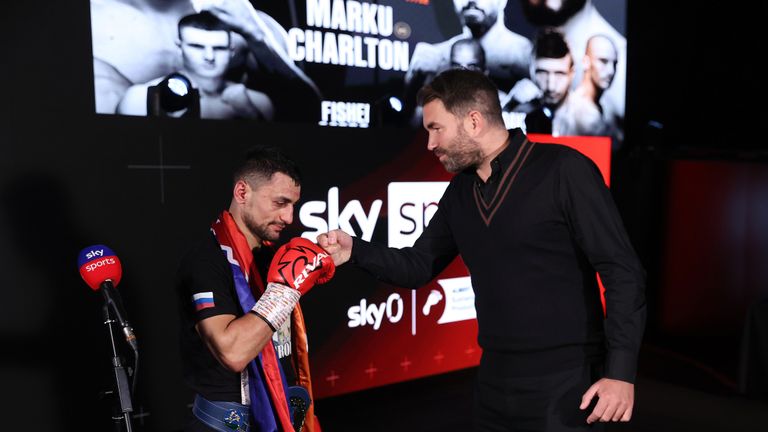 HANDOUT PICTURE COMPLIMENTS OF MATCHROOM BOXING
David Avanesyan vs Josh Kelly, European Welterweight Title
20 February 2021
Picture By Mark Robinson
David Avanesyan and Eddie Hearn after victory.