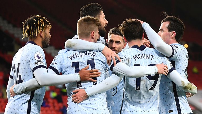 Chelsea celebrate against Sheffield United