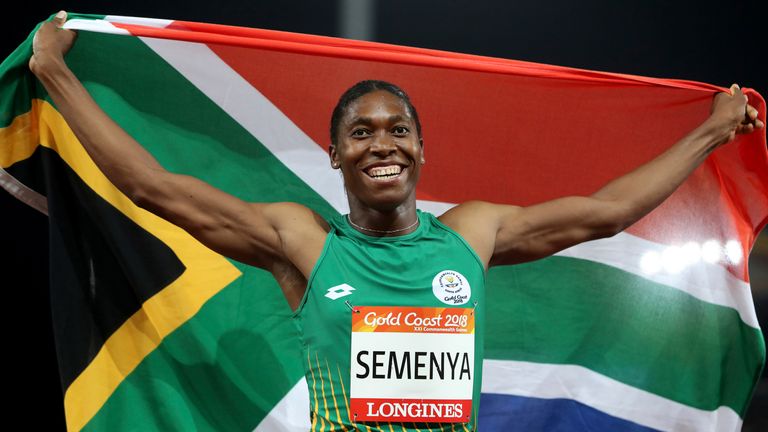 AP - Semenya celebrates after winning the woman's 800m final at the 2018 Commonwealth Games 