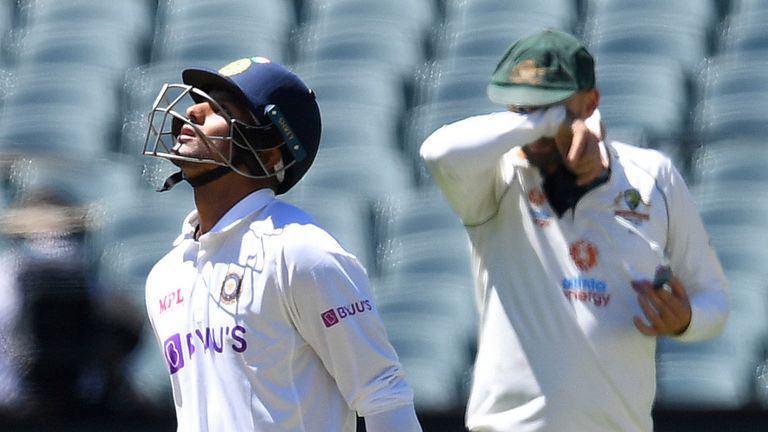 Mayank Agarwal was one of five victims to fall to Australia's Josh Hazlewood as India were demolished for 36 in the day-night Test at Adelaide