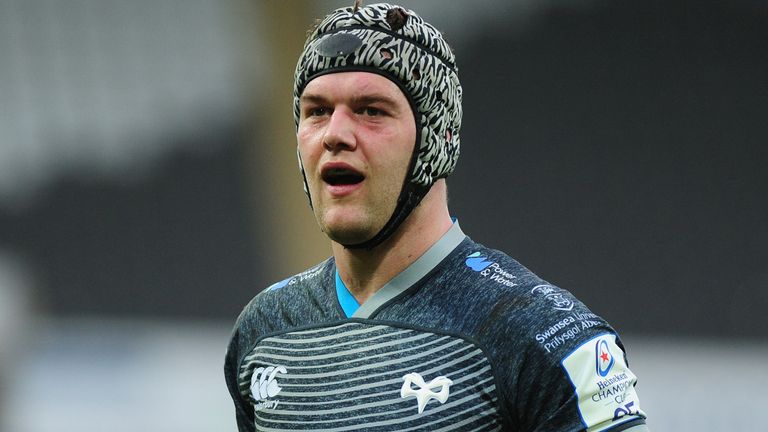 SWANSEA, WALES - JANUARY 11: Dan Lydiate of Ospreys during the Heineken Champions Cup Round 5 match between the Ospreys and Saracens at the Liberty Stadium on January 11, 2020 in Swansea, Wales. (Photo by Athena Pictures/Getty Images)